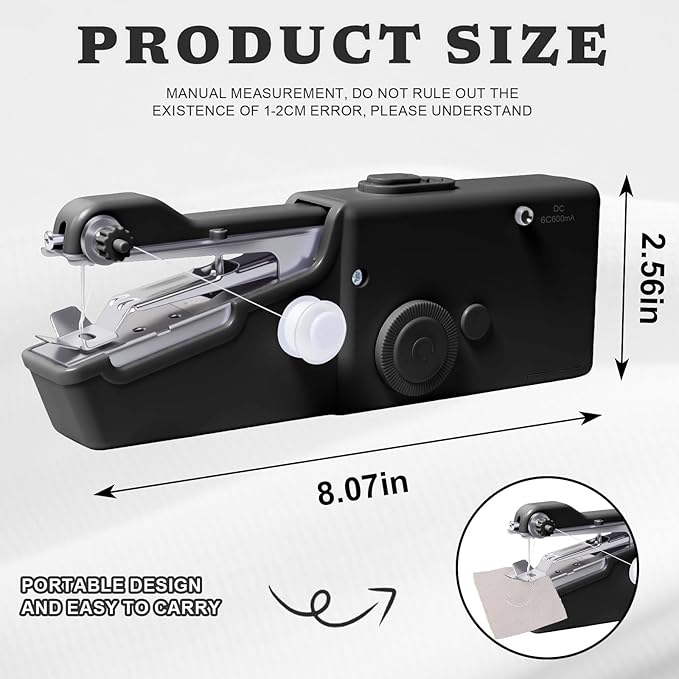 ALIBBON Handheld Sewing Machine for Beginners Portable Electric Mini Sewing Machine with Accessory Kit Small Hand Stitching Machine for DIY Clothes Home Travel Sewing Kit for Adults (Black)