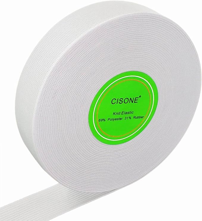 Knit Elastic 1 Inch Wide White Heavy Stretch High Elasticity Knit Elastic Band 10 Yards