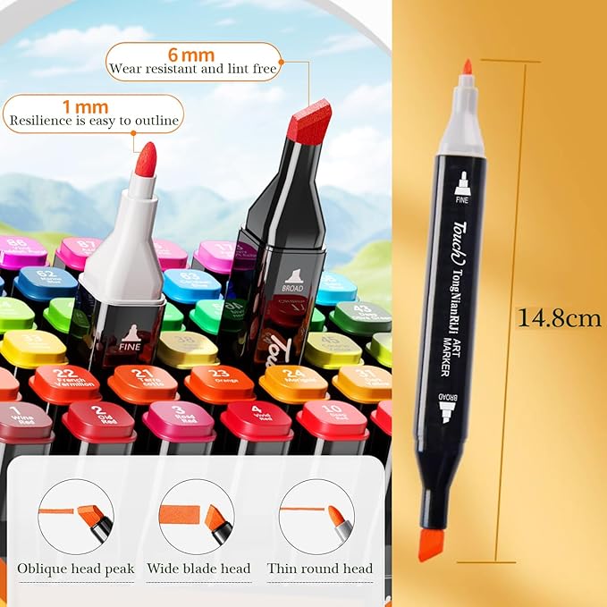 100 Colors Alcohol Markers Set, Dual Tips Blender Art Markers for Drawing, Permanent Sketch Marker for Kids adult coloring, Alcohol Based Marker, Adults Coloring and Artist Illustration.