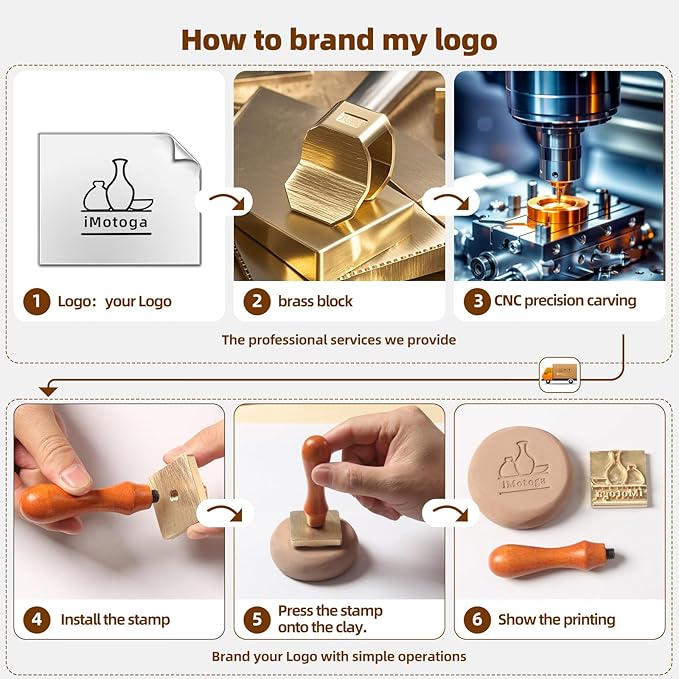 Custom Logo Clay Stamp for Pottery – Letter Stamps & Polymer Clay Tools, Pottery Stamps for Clay, Ceramic & Clay Tools for DIY Crafting (1inche)
