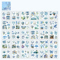 MAFELOE 30 Pages PET Scrapbook Stickers of Creative Flowers Theme, Aesthetic Deco Journaling Supplies for Junk Bullet Diary Album Calendars-Blue (Y3-P-WSSL)