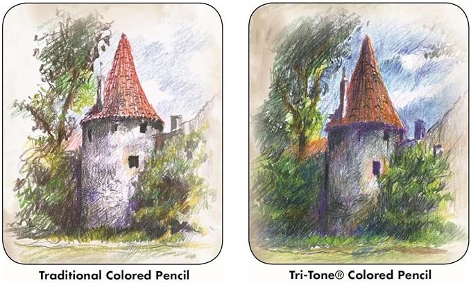 Koh-I-Noor Tri-Tone Multi-Colored Pencil Set, 24 Assorted Colors in Tin and Blister-Carded (FA33TIN24BC)