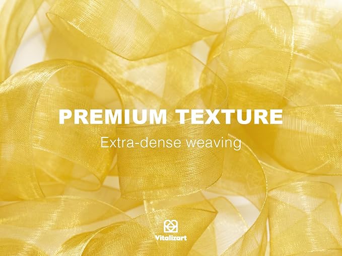 Vitalizart Gold Ribbon Organza Sheer Ribbon 1 inch x 30 Yd Fall Ribbon Handmade Fabric Ribbons for Gift Wrapping Christmas Tree Crafts Bows Wedding Invitations Wreaths Wrap