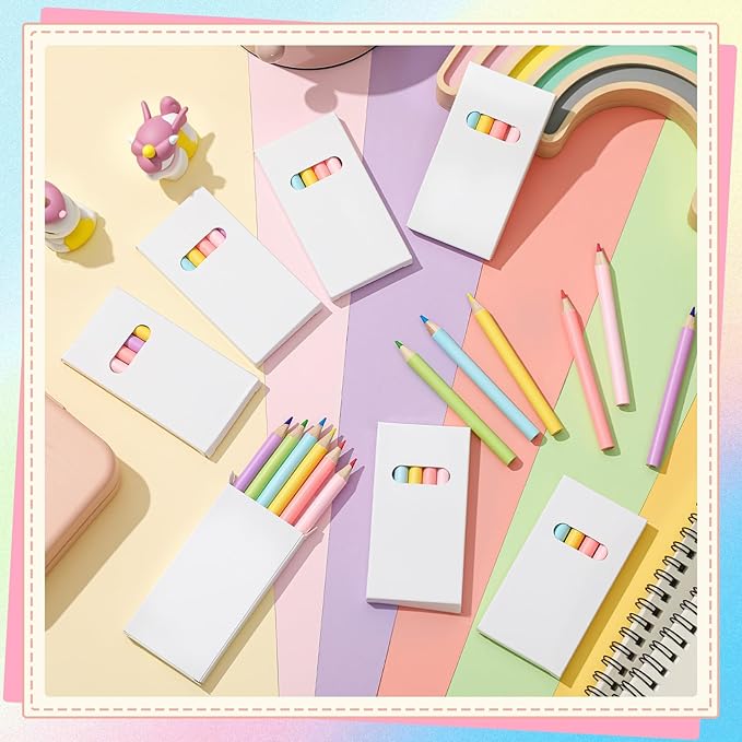 Ctosree 100 Packs Macaron Pastel Colored Pencils Bulk 3.5 Inch Coloring Drawing Pencil in Boxes Goodie Bag Gift for Adult Painting Christmas Birthday, 6 Per Pack