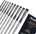Nicpro 10 PCS Flat Paint Brush Set, Art Painting Brushes for Acrylic, Watercolor, Oil, Gouache, Craft, Detail, Face Body Painting, Base Coating, Artist Paintbrush Kit for Kid & Adult