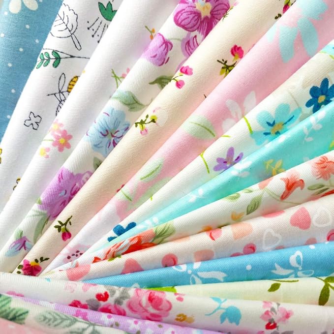 flic-flac 50pcs 8 x 8 inches (20cmx20cm) Cotton Fabric Squares Quilting Sewing Floral Precut Fabric Square Sheets for Craft Patchwork (50pcs 20cm*20cm)