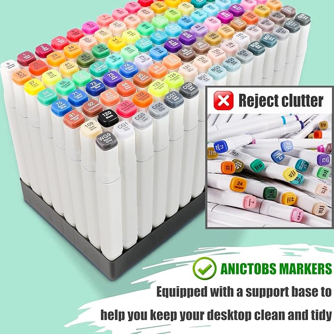 Alcohol Markers 262 Colors with Base Support, Drawing Art Markers Perfect for Students Kids and Adults Comics Sketching Illustration Artistic Creation Gift