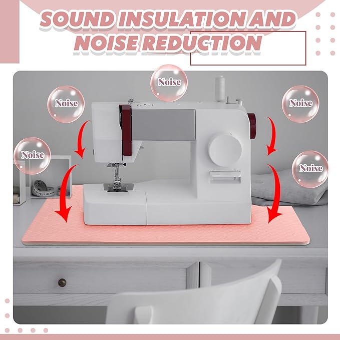 3 Pcs Sewing Machine Muffling Mat Pedal Mat Sewing Machine Pad No Slip Rubber Stay in Place Mats for Calms Vibration (Pink Gray,15 x 20 Inch,14 x 9 Inch,14 x 11 Inch)
