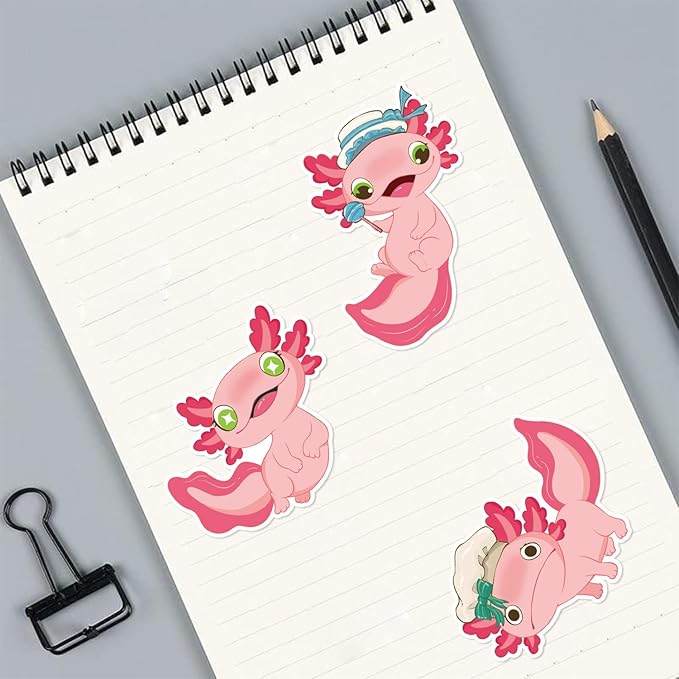 Axolotl Make a Face Stickers - 24 Sheets Mix & Match Make Your Own Salamander Stickers for Craft Projects, Scrapbooking, Laptop