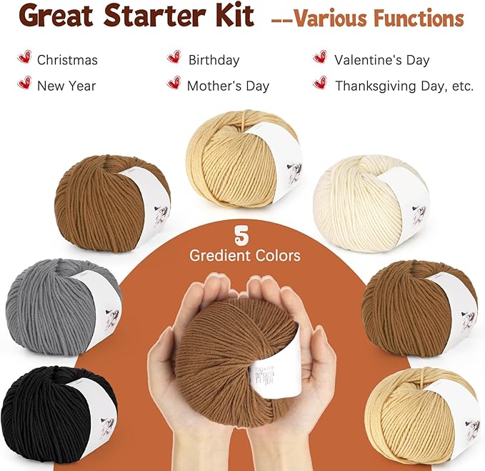 Katech 20 Skeins Cotton Yarn for Crocheting-55% Cotton 45% Acrylic-4 Medium (Worsted)-Super Soft Milk Cotton Yarn-Great Crochet and Knitting Starter Kit for Colorful Craft（Color D）