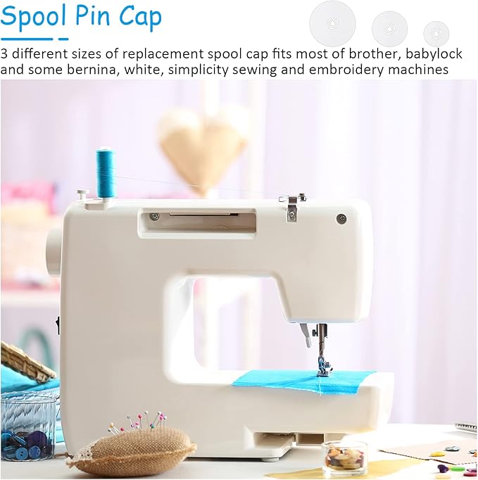 Waydress Spool Cap Sewing Machine Spool Pin Small Medium Large Replacement Cap Compatible with Brother Babylock Sewing and Embroidery Machines 45 35 and 25 mm White(9 Pieces)