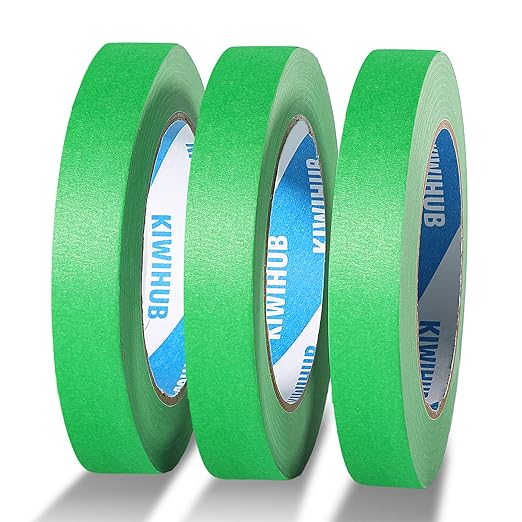 Green Painters Tape,0.7" x 60 Yards x 3 Rolls (180 Yards Total) - Medium Adhesive Masking Tape for Painting,Labeling,DIY Crafting,Decoration and School Projects