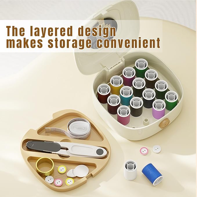 64 Pcs Sewing Kit for Adults Box,Multi-Purpose Stainless Steel Needle Manual Sewing Suppliers Accessories,Magnetic Force Sewing Needles and Thread Kit,Suitable for DIY Crafting at Home for Travelers