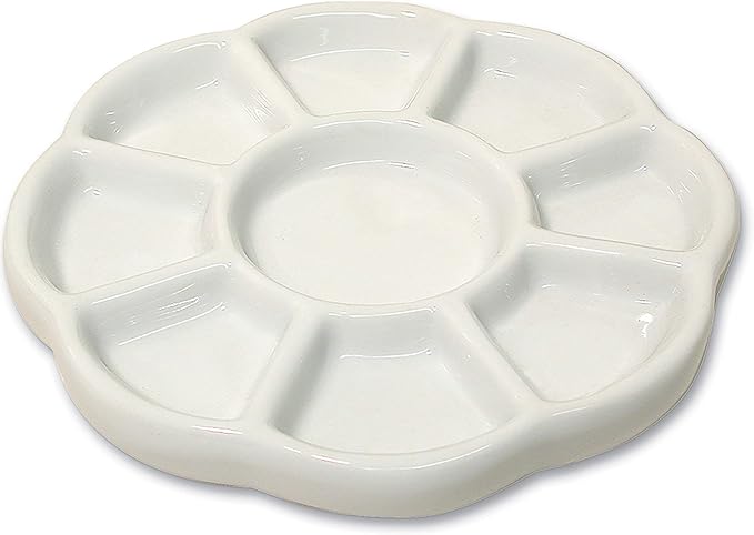The Beadsmith Ceramic Mixing Palette, Sunflower Design Paint Holder, Arts & Crafts Accessories Organizer, 5.5" x 5.5" x .5", 9 Compartments (1 Palette)