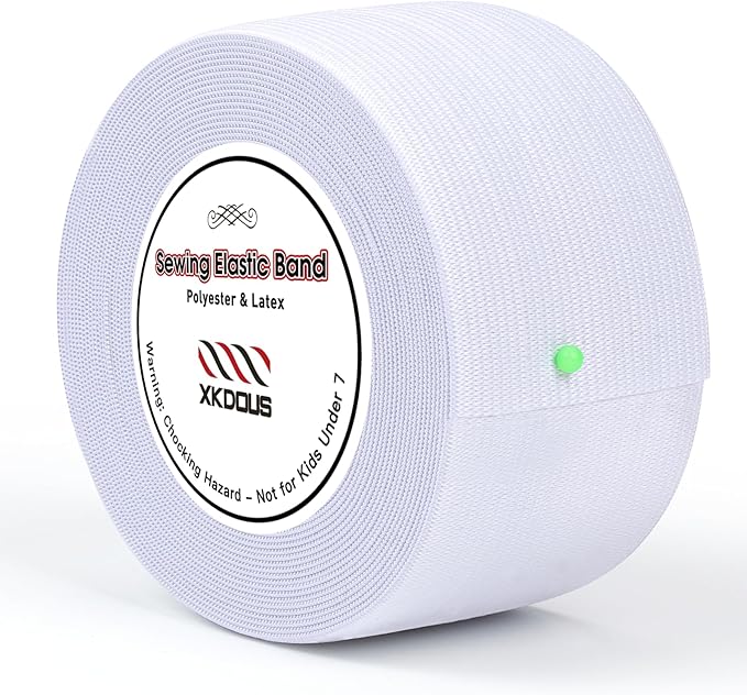 XKDOUS Elastic Band for Sewing, 2 Inch 7 Yards White Knit Elastic Bands for Sewing Waistband Clothes and Pants Waist, High Elasticity