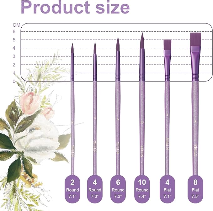 Paint Brushes Set for Acrylic Painting,Watercolor Brushes Painting Brush Nylon Hair Brushes for Acrylic Oil Watercolor Canvases Rock Body Face Nail Miniature Detailing Drawing Art Supplies(Purple)