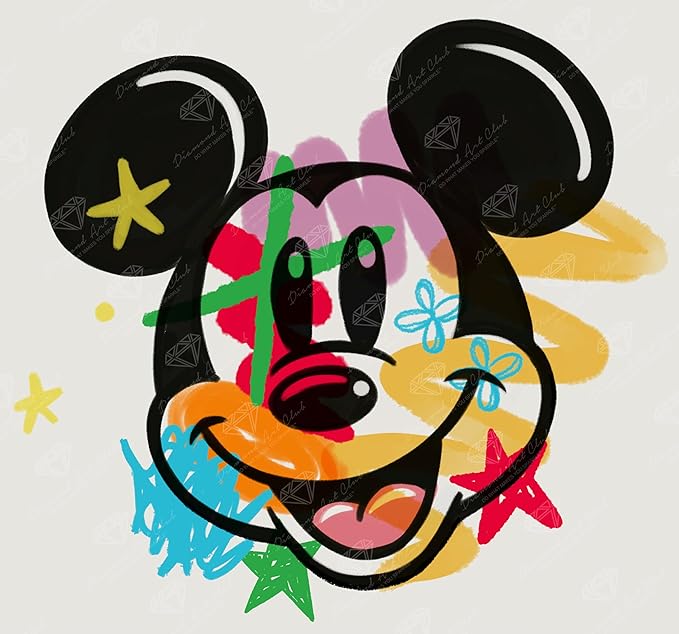 DIAMOND ART CLUB Mickey Shapes Diamond Painting Kit, Fun DIY Crafts for Adults, Round Diamond Art Canvas, 13" x 13"