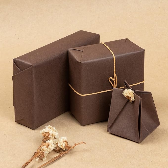 RUSPEPA Chocolate Brown Kraft Paper Roll - 12 inches x 100 feet - Natural Recyclable Paper Perfect for Crafts, Art, Small Wrapping, Packing, Postal, Shipping, Dunnage & Parcel