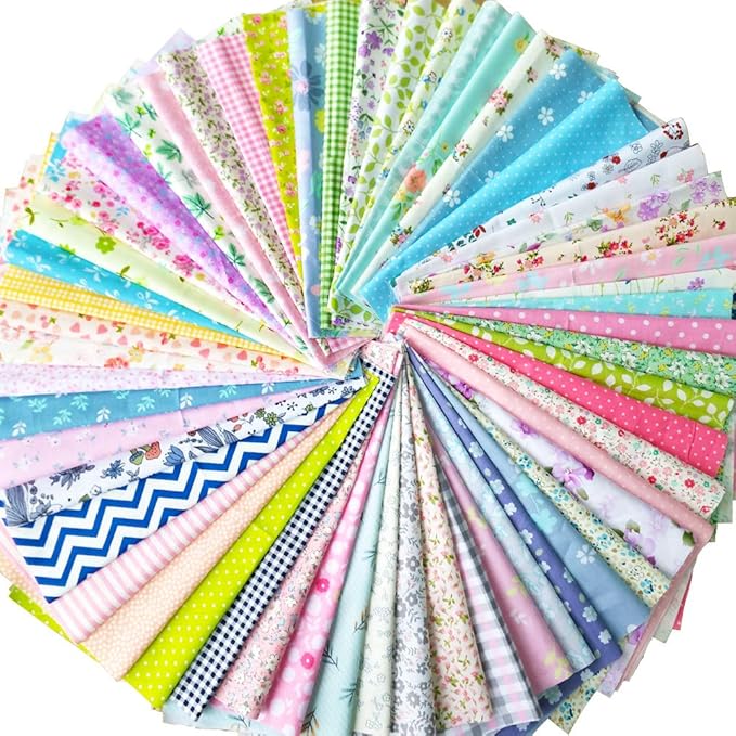 flic-flac 50pcs 8 x 8 inches (20cmx20cm) Cotton Fabric Squares Quilting Sewing Floral Precut Fabric Square Sheets for Craft Patchwork (50pcs 20cm*20cm)