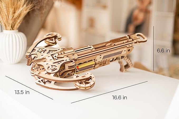 Wood Trick Bullet Boltcaster Crossbow 3D Wooden Puzzles for Adults to Build - Shoots up to 32 ft - Wooden Models Engineering DIY Project Mechanical 3D Puzzles Model Kits for Adults