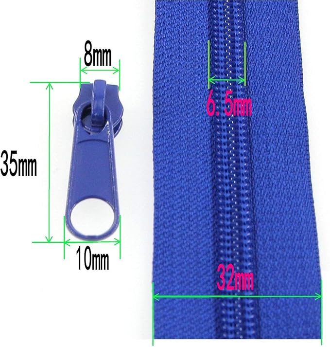 Leekayer #5 Blue Nylon Coil Zippers by The Yards Bulk 10 Yards with 25pcs Sliders for DIY Tailor Sewing Craft,Bag,Luggage,Dress,Sofa Cushion,Pillow(Blue)