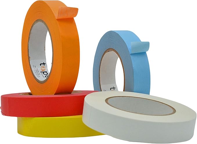 WOD CFTC6 Console Artist Tape Made in USA Rainbow, 1 inch x 60 yds. Set of 5 Rolls - Flatback Paper Marking/Labeling Tape Residue Free, for Watercolor Paper to Prevent Tearing