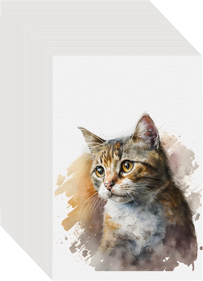 150PCS 4x6 Watercolor Paper Bulk, 140lb/300g Cold Press Thick Water Color Paper Pad for Child Adult, White Art Paper for Drawing Painting Markers Gouache, Textured Cotton Paper Sheets