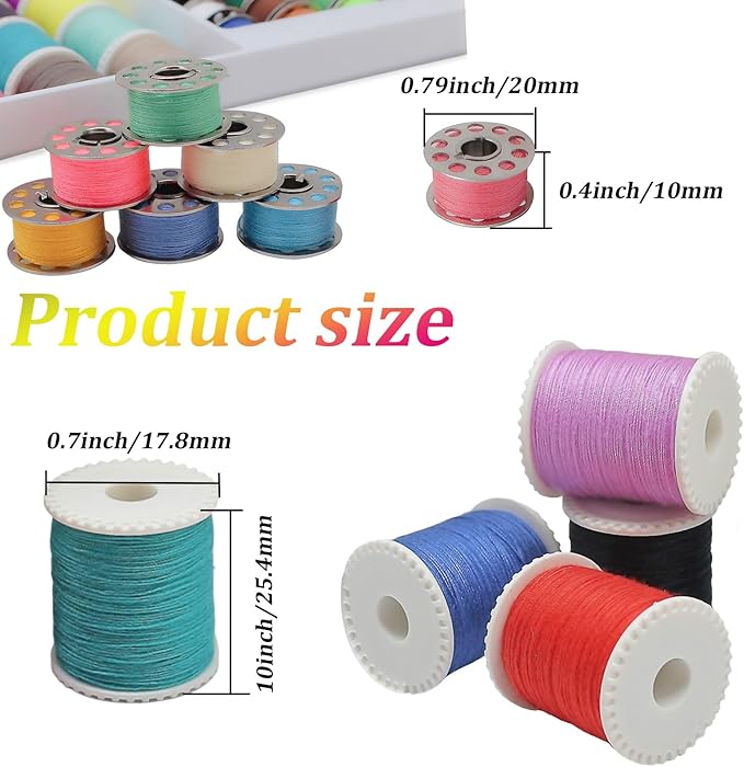 60 Pcs Bobbins Sewing Thread Kit Polyester Mini Bobbins and Thread Spools for Hand & Machine Sewing for Mom Grandma Friend Adults Beginner Kids Traveler