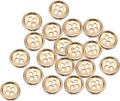 HARFINGTON 20pcs Metal Sewing Button, 12.5mm 4-Hole Round Suit Shirts Coats Clothes Sewing Buttons for Decoration Craft, Gold
