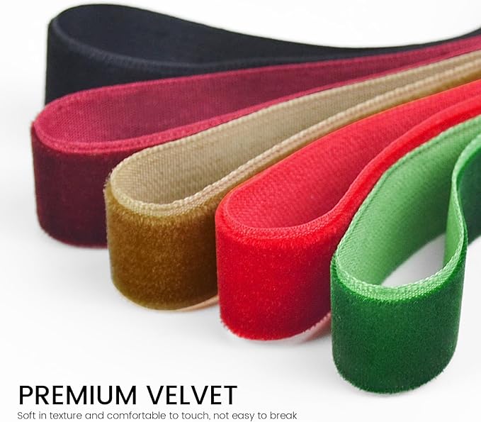 Khaki Velvet Ribbon, 5/8 inch 10 Yards Vintage Velvet Ribbons Perfect for Christmas Tree Ornaments, Gift Wrapping, Wedding Decoration, Bows, Sewing, Crafts, Wreath and More