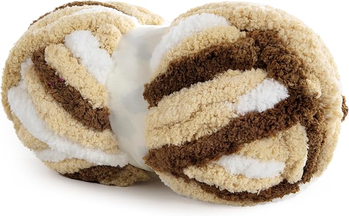 Hombys 8 Pack Giant Chunky Yarn for Crocheting/Hand Knitting, Super Bulky Large Soft Fluffy Tie Dye Plush Fuzzy Mixed Color Thick Chenille Yarn (Khaki)