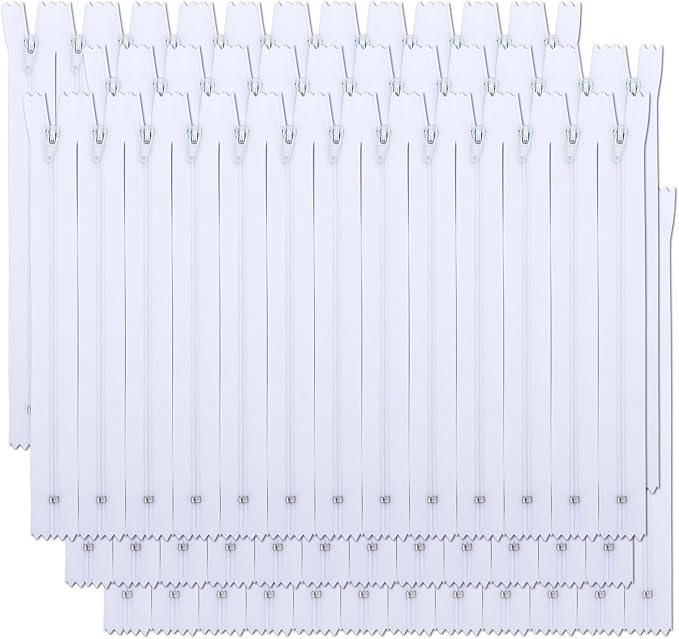 Amariver White Nylon Coil Zippers - 100Pcs Assorted Lengths for Tailor Sewer Sewing Crafter Special Zippers in Bulk