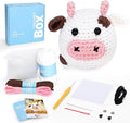 Crochet Kit for Beginners: Cow Crochet Kit, Including Step-by-Step Video Tutorials, Instruction, Hook, Accessories, Surprise Birthday Gift for Adults, Relaxing Crafts