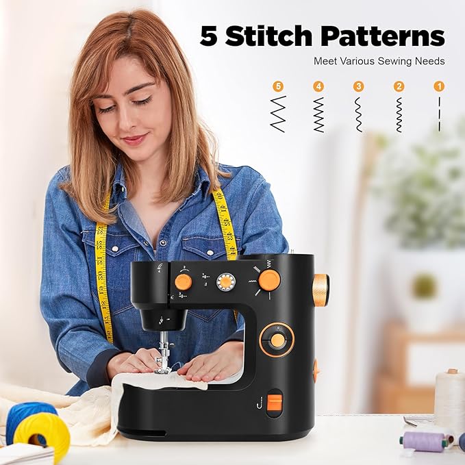 Mini Sewing Machine with Foot Pedal and LED Light, Compact Sewing Machine with Storage and LED Lighting, Electric and Foot Pedal Operation for Easy Home and Travel Use