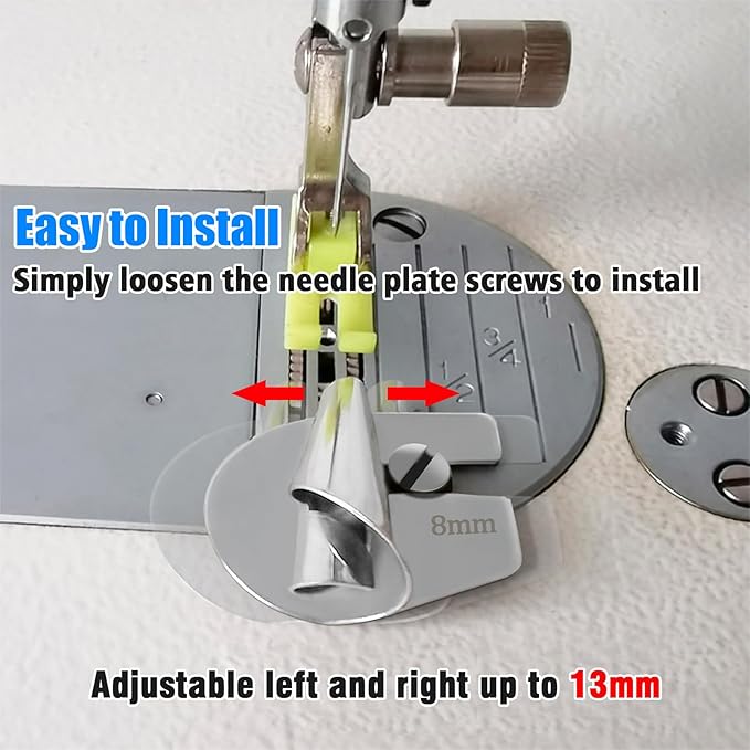 TOOVREN 4pcs Rolled Hem Presser Foot Sewing Rolled Hemmer Foot 7mm-10mm 4 Sizes Wide Hemmer Feet Set Seam Guide Universal Presser Feet Hemming for Sewing Machine Accessories and Tools