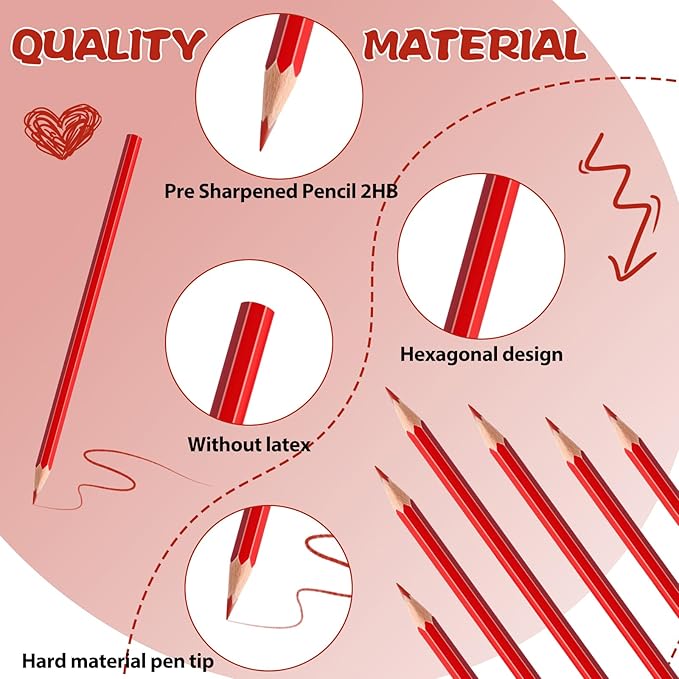 24 PCS Red Colored Pencils, Pre-sharpened Professional Wooden Art Pencils Set for Artists Painting | Premium Drawing Sketching Supplies (Red)