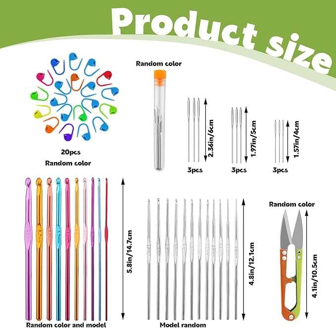IMZAY 54 Pcs Crochet Hooks Set, 22 PCS Crochet Hooks, Aluminum Ergonomic Handle Crochet, Hook Knitting Needles with Stitch Marker, DIY Hand Knitting Craft Art Tools for Beginners