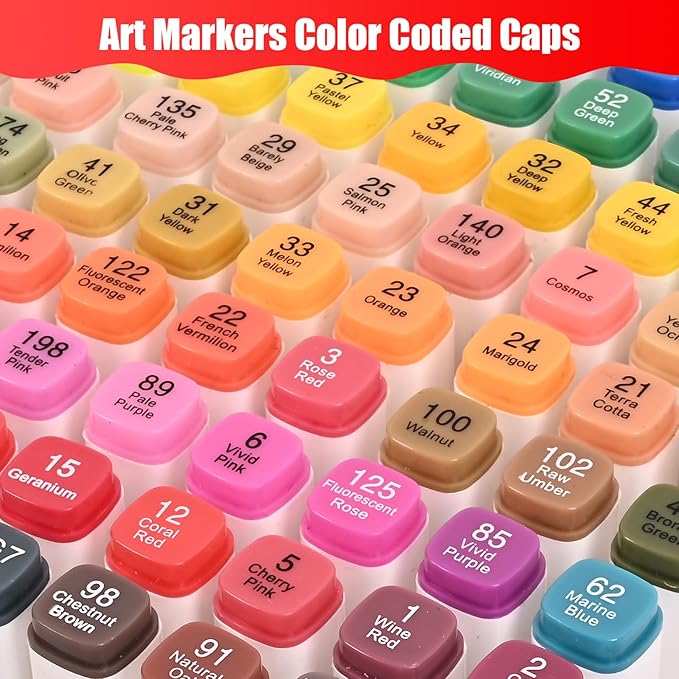 Taotree Alcohol Markers Set 120 Colors with Case & Holders, Dual Tips Art Coloring Markers Pens, Chisel & Fine Sketch Pens Art Supplies for Artist Adult Coloring Books Drawing, Painting, Sketching
