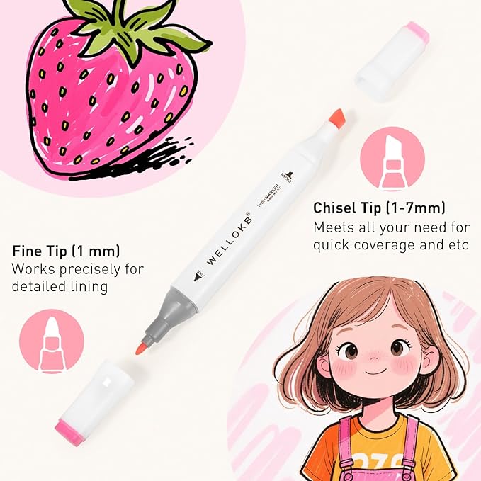 Alcohol Markers Set, 80 colors Alcohol Based Dual Tip, Broad and Fine Tip for Adult Coloring Books, Drawing, Sketching
