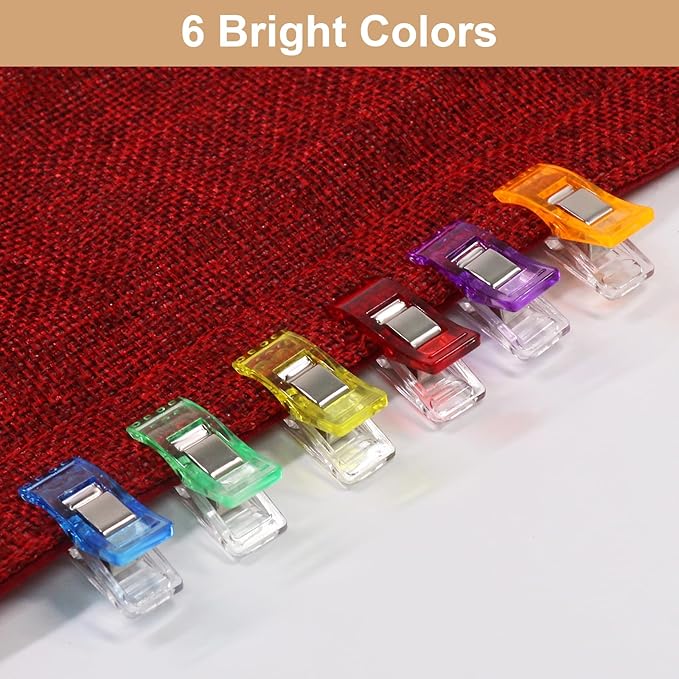 Coideal Small Sewing Fabric Clips, 48 Pcs Mini Multipurpose Quilt Clips for Quilting Crafts, Assorted Bright Colors with Plastic Box (Multicolored)