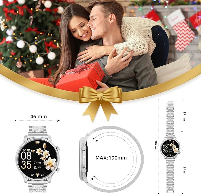 Hwagol Smart Watches for Women Android Phones iPhone Compatible(Bluetooth Call),1.39'' Round Fitness Tracker Heart Rate/SpO2/Sleep Monitor,100+Sport Modes Pedometer (Silver)