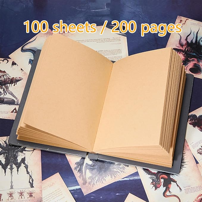 Hell's Eye DND Notebook Handmade Vintage Writing Journal with 3D Embossed Cover, Sketchbook, Antique Travel Diary for Gothic Writing, Christmas and Halloween gifts, stocking stuffers for christmas