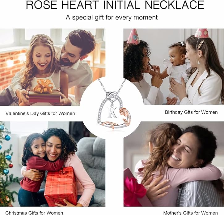 Iefil Christmas Gifts for Women Her - 925 Sterling Silver Heart Initial Necklaces, Anniversary Birthday Gifts, Women Jewelry Gift for Wife Girlfriend Mom Daughter Her