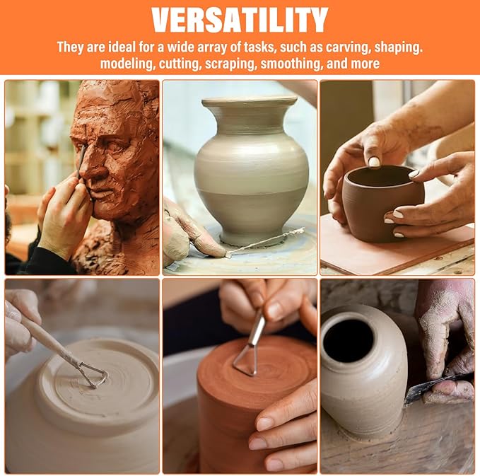 80 Pcs Pottery Tool Kit Sculpting Clay Tool Includes Clay Cutting Modeling Trimming with Wooden Handles Carving Kit for School College Beginners Carving Shaping