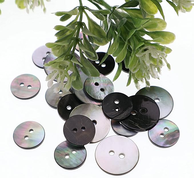 Leekayer 22 Pieces Genuine Mother of Pearl Blazer Buttons Suit Set 20mm 15mm Natural Black MOP Shell Buttons Bulk for Men (Black MOP),YBZBK-B