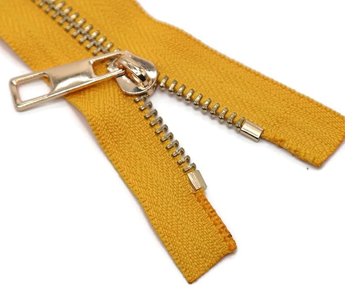 #5 Gold Metal Zipper - 50+ Colors - 3 PCS - (4-14 inches) Sizes - Luxury Lightweight Handcraft Metal Zippers with pulls for Purses Bags Pockets Shoes Sewing & Crafts DIY ZP021210