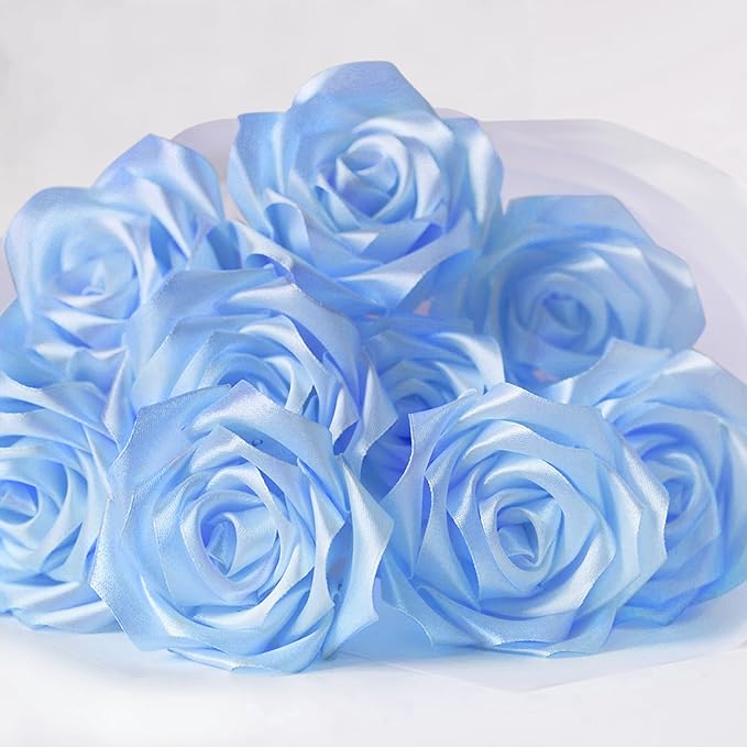 1-1/2 Inch Wide Sky Blue Satin Ribbon, 50 Yards Solid Polyester Fabric Ribbon for Roses Making, Gift Wrapping, Valentine's Day, Wedding Decorations, Crafts, Bows