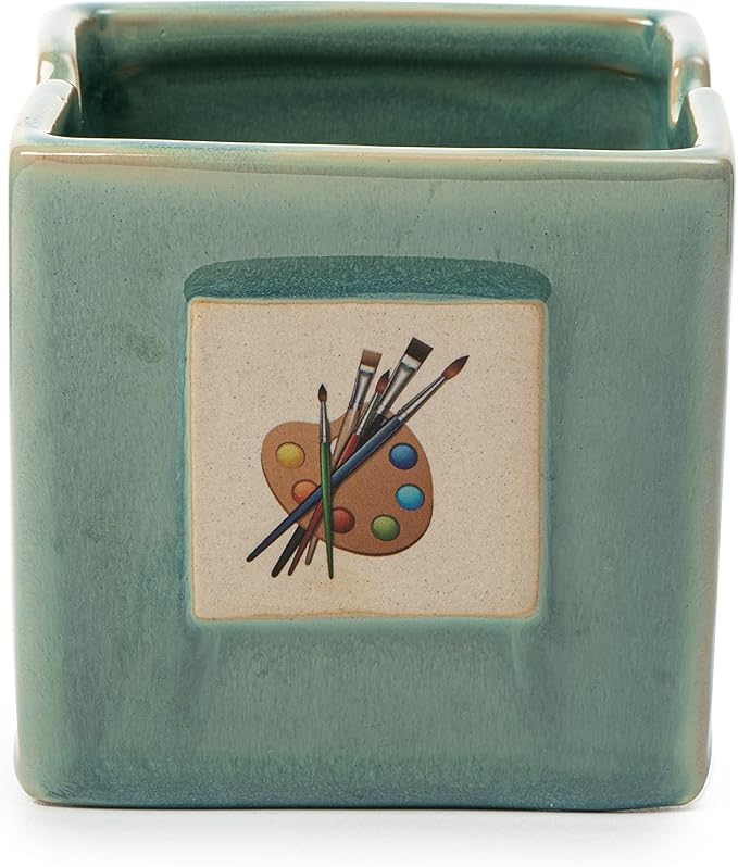 GUTE Painters Artist Cup, Paint Brush Holder & Cleaner 3.5" H 3" W - Gift Paint Mixing Cup, Elegant Painting Cup Supplies, Vibrant Cup Arts & Crafts Supplies for Home (Green)