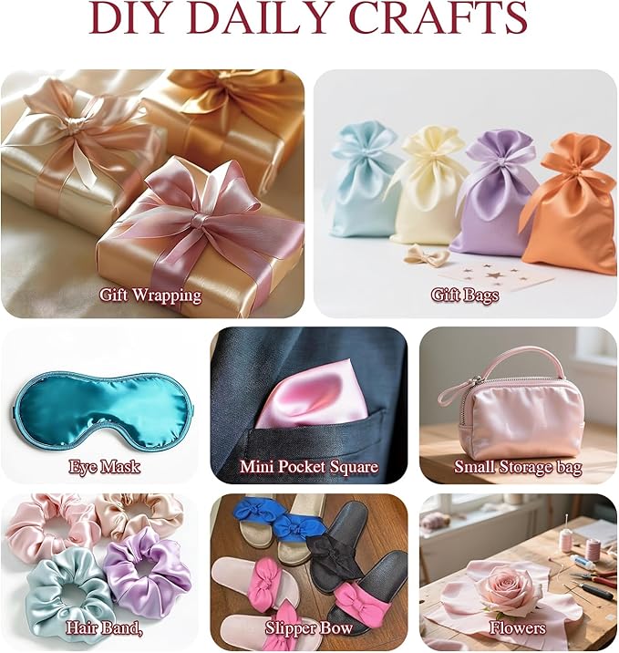 Q&J Fabric Co 35Pcs Satin Fabric Fat Quarter Patchwork Shiny Silky Cloth 18''L x 20''W for Festive Gift DIY Doll Bags Wallet Sewing Crafts Bundle Lining Polyester Quilting Costume Apparel Decorations