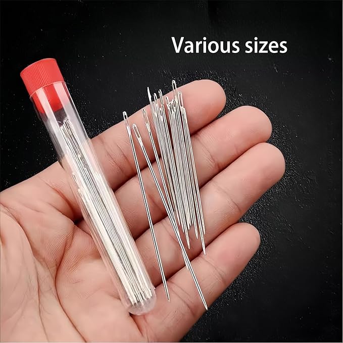 Big Eye Steel Sewing-Needles Kit, 2025 New Stainless Steel-Needles for Hand Sewing, Handmade Quilting for DIY-Craft Lovers